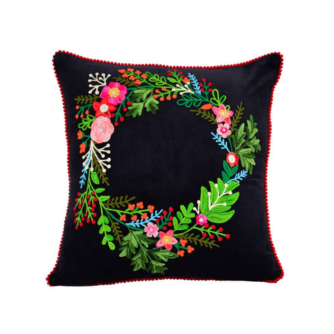 Brand of Bliss Wreed Pillow on Black Velvet 18 x 18"