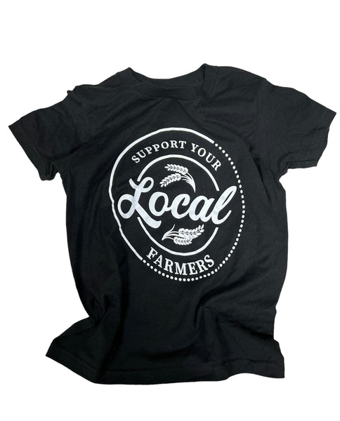 Brand of Bliss YOUTH Small SUPPORT LOCAL FARMERS | Black Sweatshirt-Kids Tee