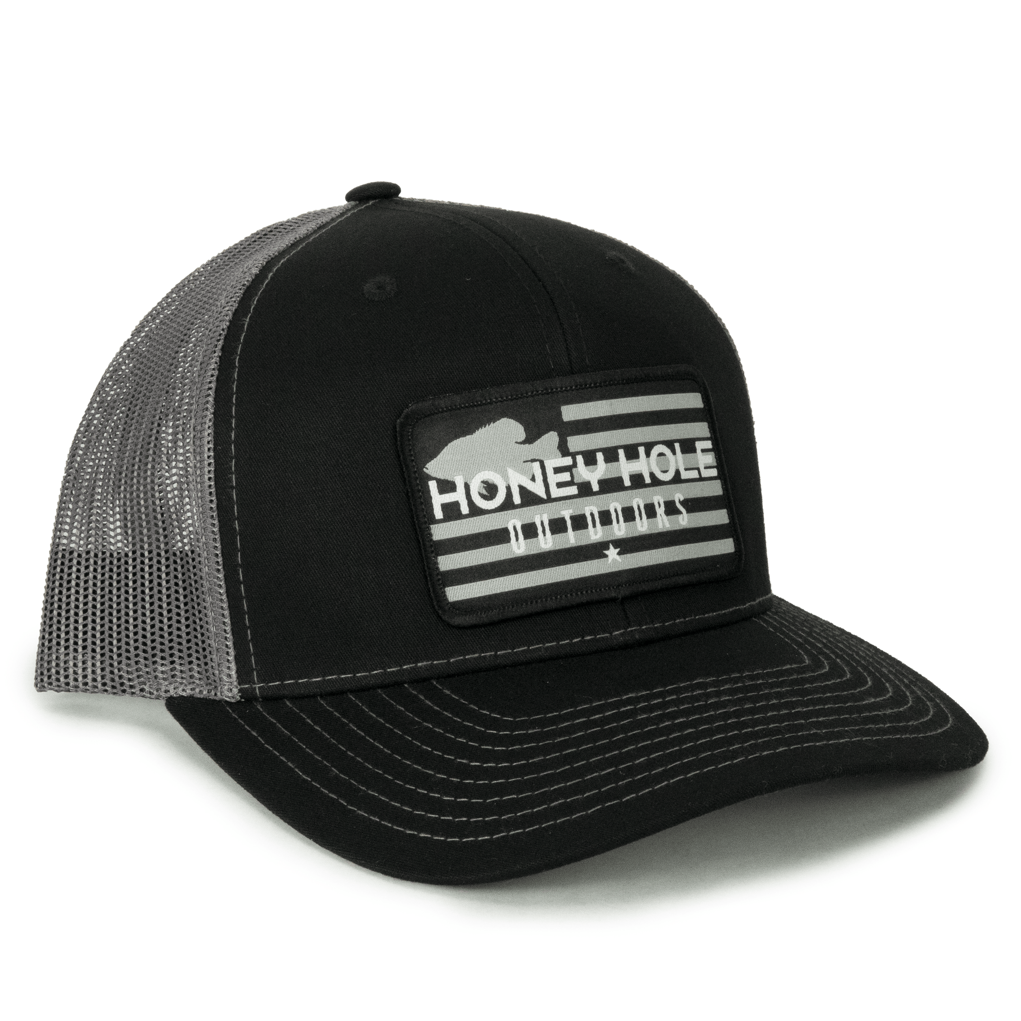 Honey Hole Outdoors Snapback - Grey Flag - Black/Charcoal